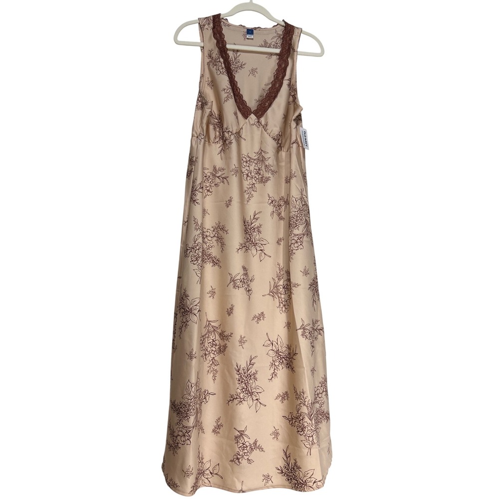 Old Navy Floral Lace Trim V-Neck Sleeveless Dress Pink Size L Retail $44 NWT